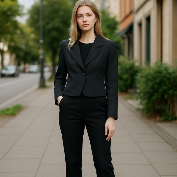 Koret Women's Vintage Black Lined Suit Jacket / Blazer - 100% Wool - Sz 12 - Picture 2 of 11